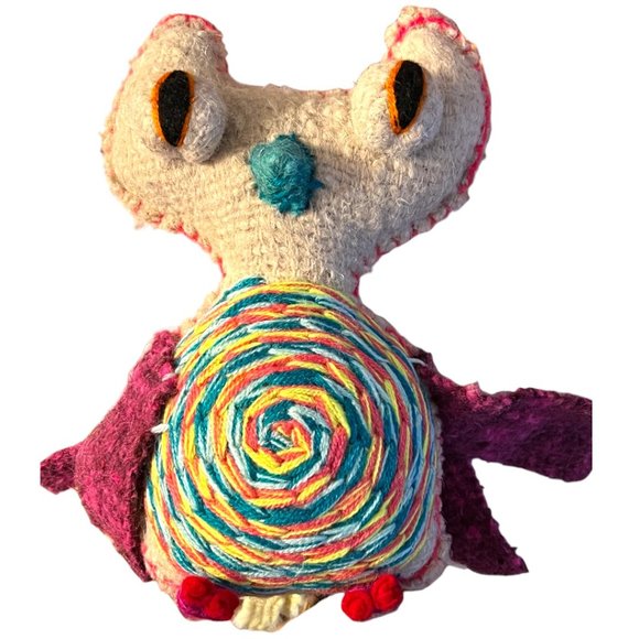 NWOT Wool Owl Folk Art Handmade, Handstitched Artisanal Decor Toy Charming Boho - Picture 4 of 11